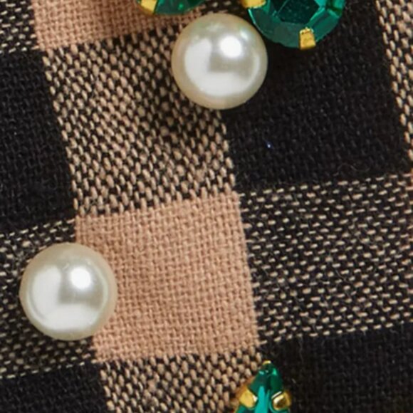 Lele Sadoughi Antoinette Embellished Gingham Bow Hair Clip Picnic Check NWT main image 8